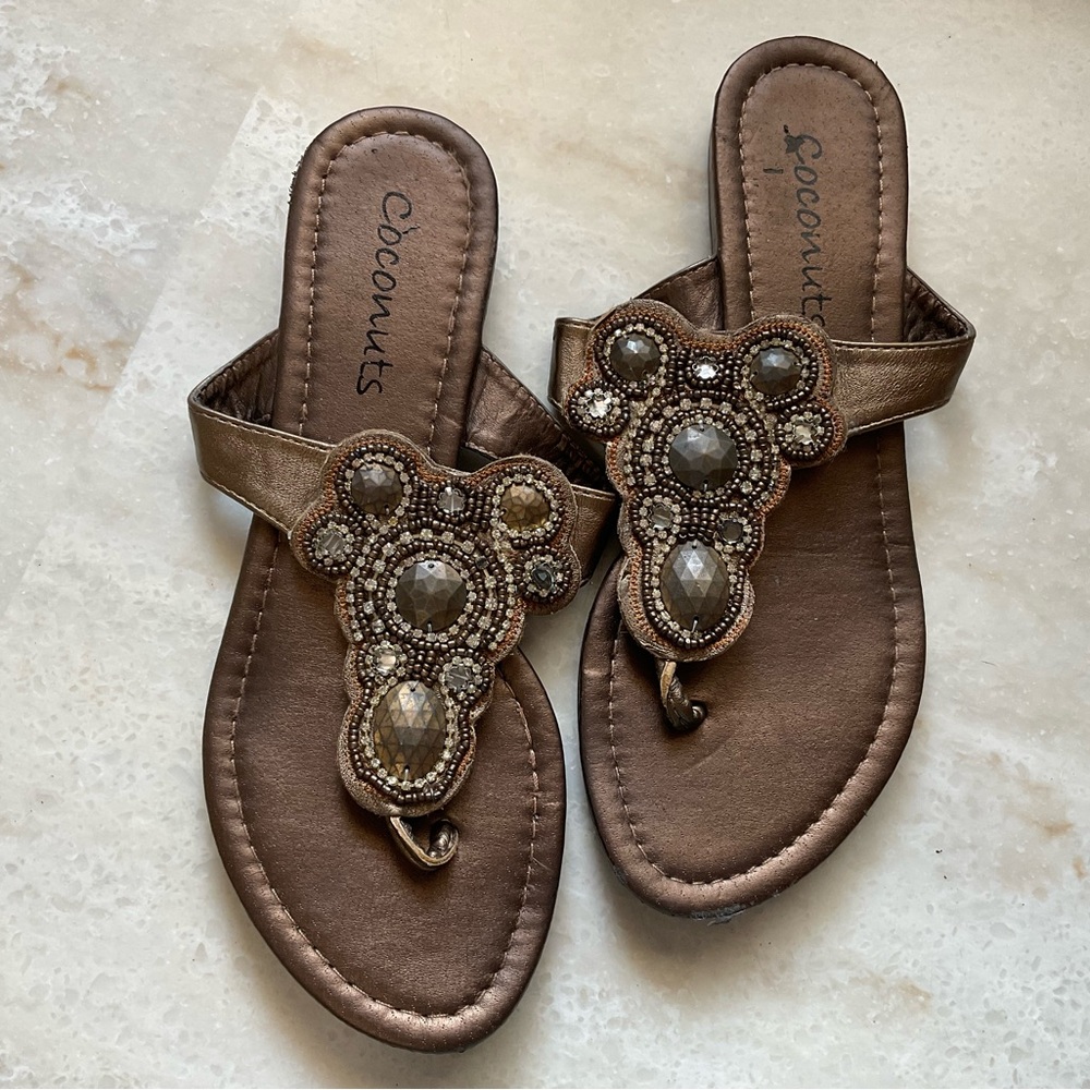 Coconuts by Matisse Brown Sandals with Ornate Medallion
